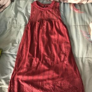 Lace Knee Length Salmon Shift Dress